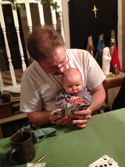 baby playing cards