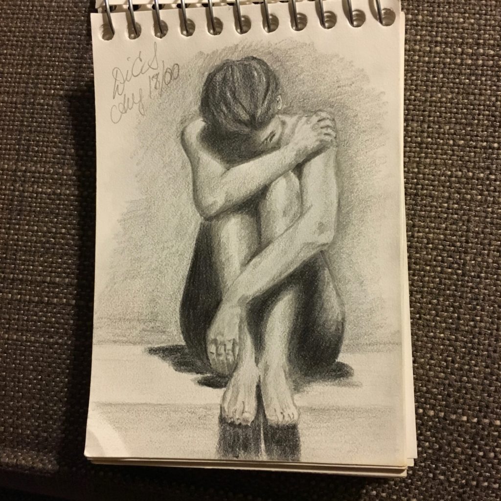 woman in pain drawing 5-day artist challenge